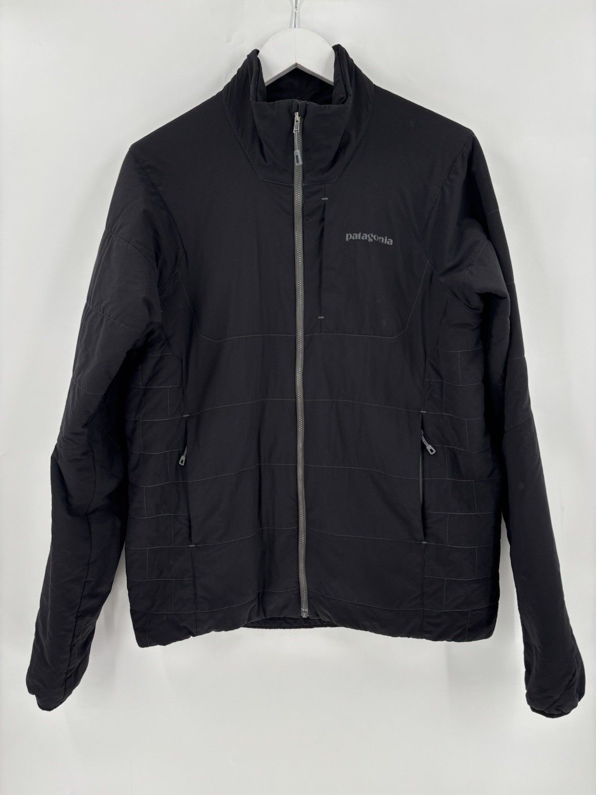 Patagonia Nano-Air Jacket Mens Medium Black Full Zip Logo Quilted Pockets Knit Patagonia Nano-Air Jacket Mens Medium Black Full Zip Logo Quilted Pockets Knit