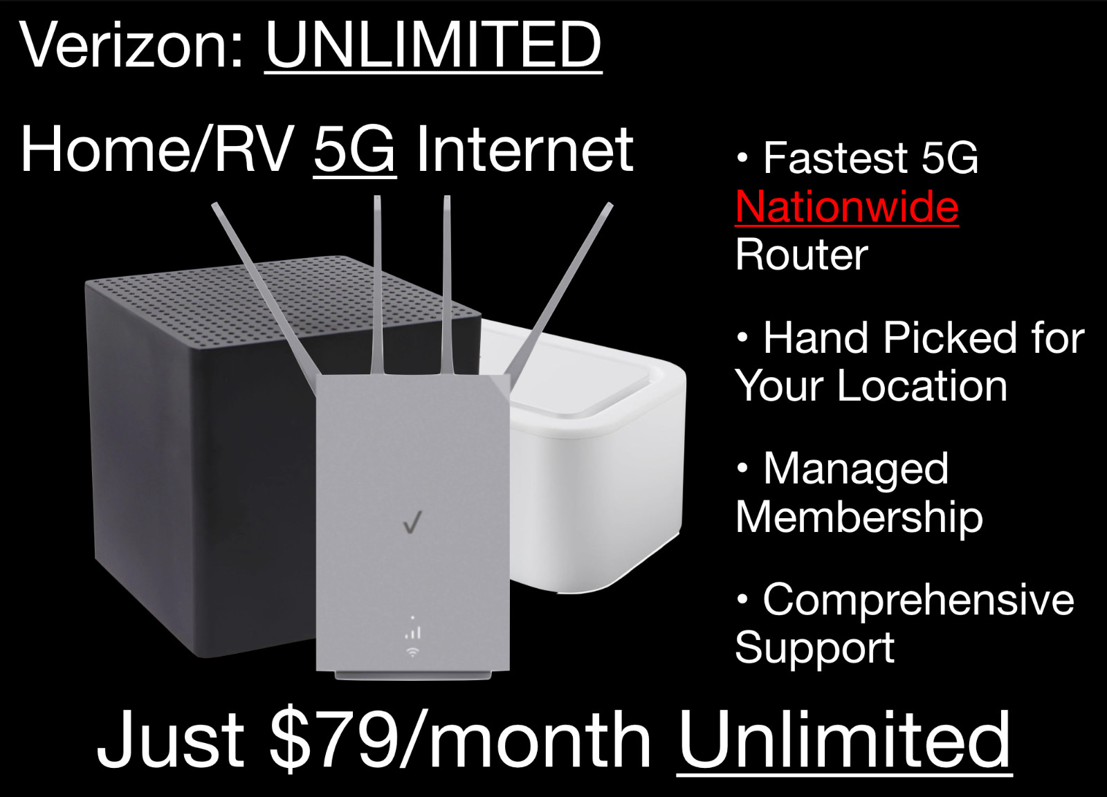 Verizon 5G & 4G LTE UNLIMITED Data Home Internet RV WiFi Router $79/month Wi-Fi
