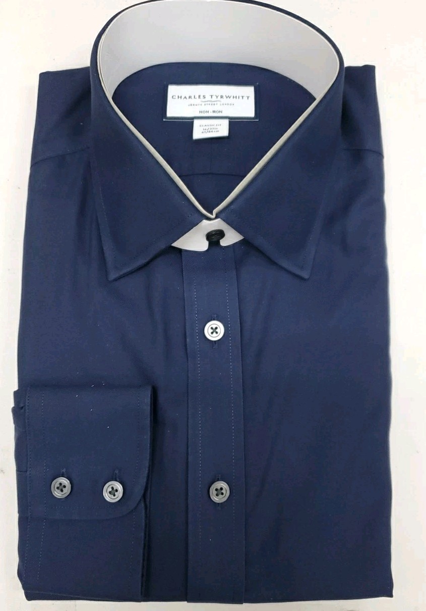 New Charles Tyrwhitt Classic Fit Non Iron Dress Shirt Navy 16/33 New Charles Tyrwhitt Classic Fit Non Iron Dress Shirt Navy 16/33