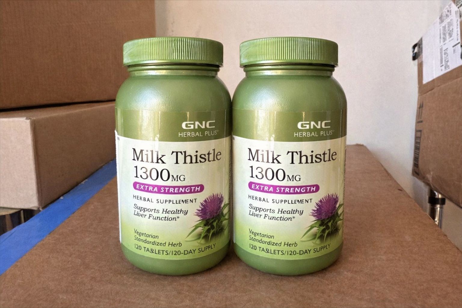 2 X GNC Herbal Plus Milk Thistle 1300mg Supplement, 120 Veg Capsules Exp 9/2027