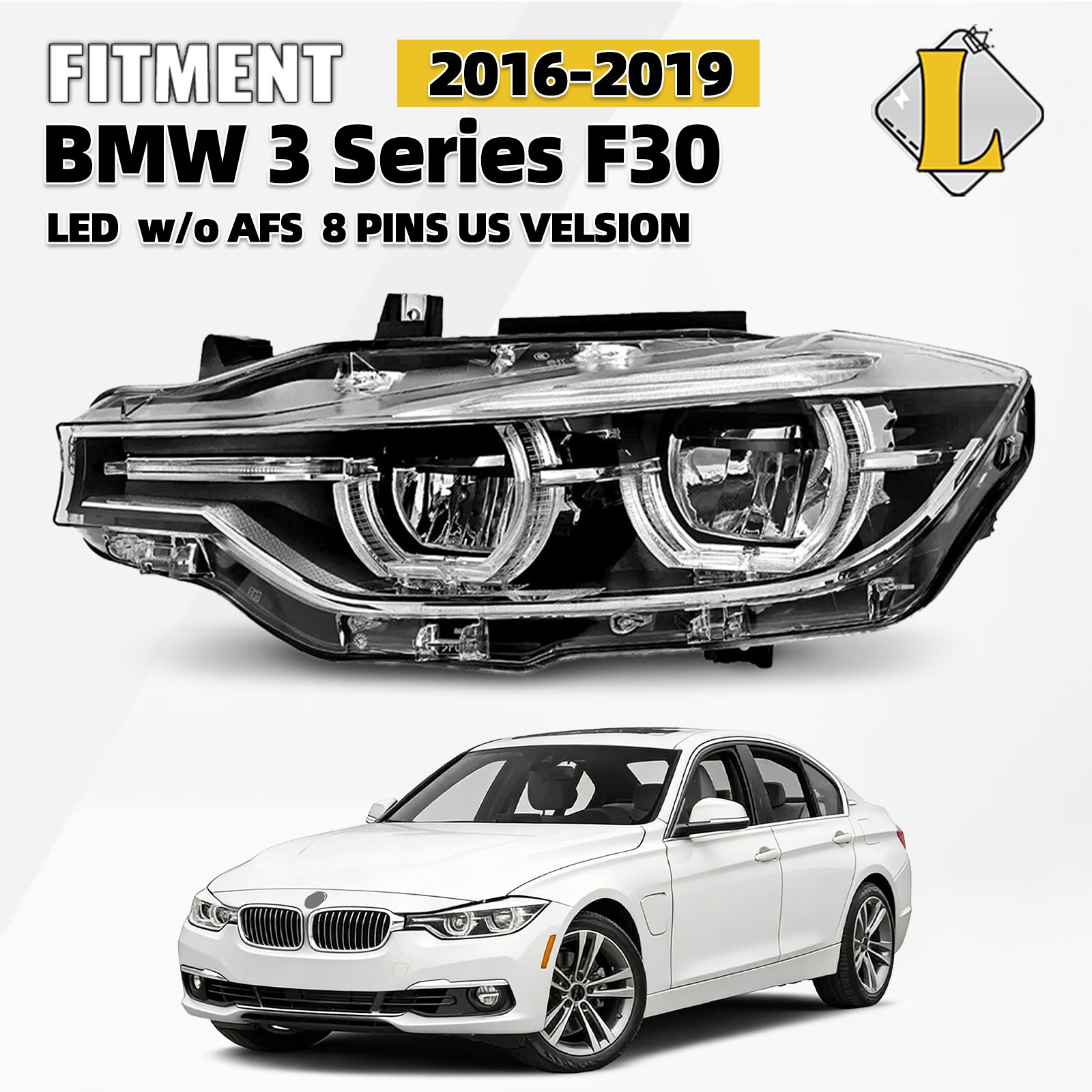 LED Headlight w/o AFS For 2016-2019 BMW 3 Series F30 320i 340i 330i Left Driver LED Headlight w/o AFS For 2016-2019 BMW 3 Series F30 320i 340i 330i Left Driver