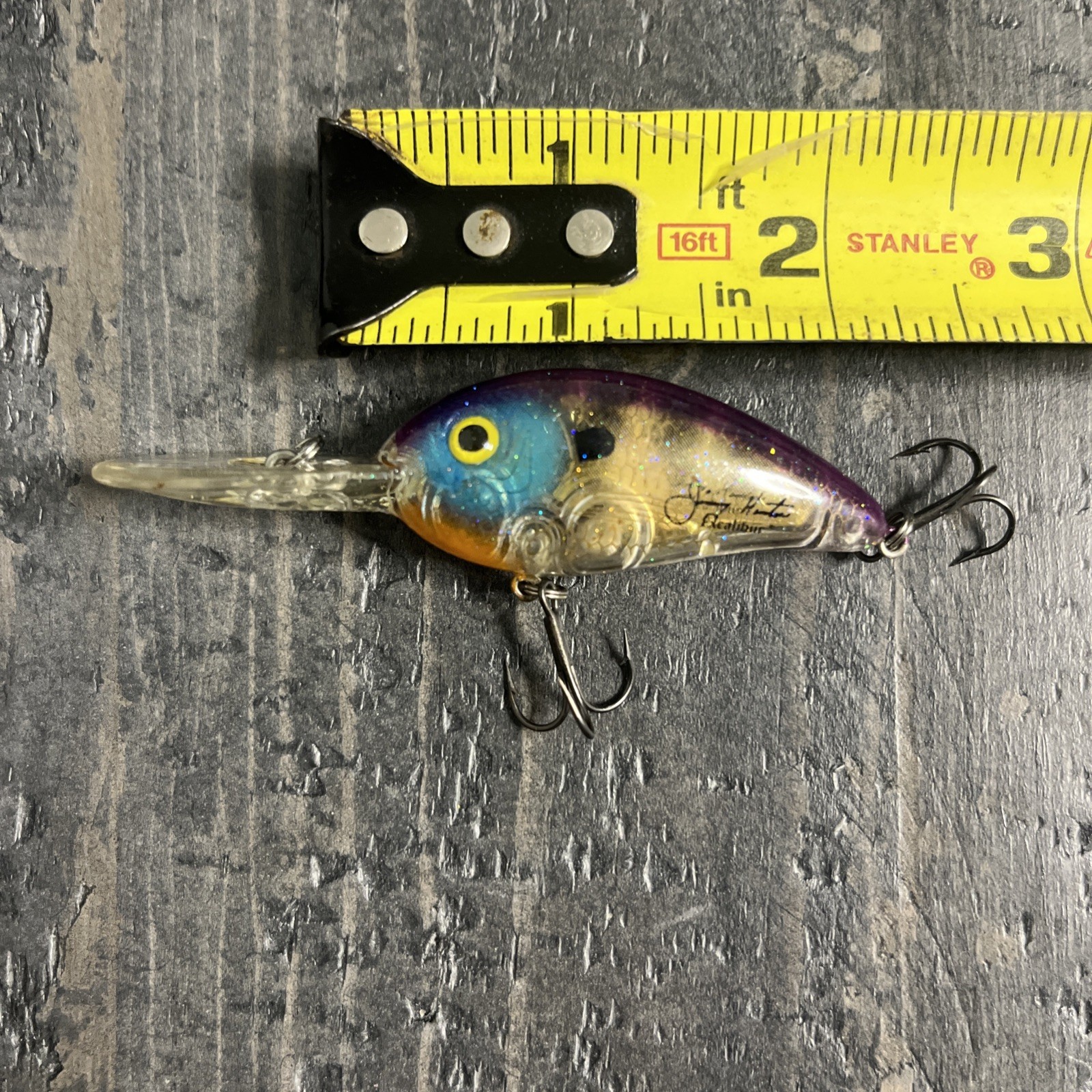 VINTAGE EXCALIBUR BILL DANCE JIMMY HOUSTON FAT FREE GUPPY FISHING LURE PURPLE