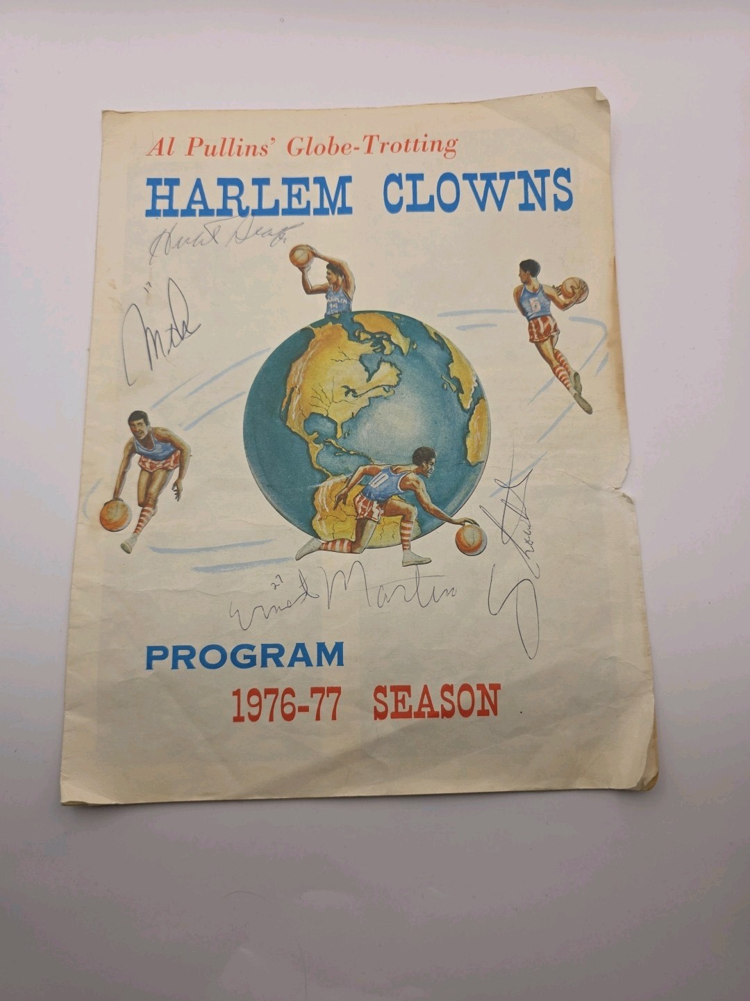 Harlem Clowns Program Autographed Rare 1976-77 Season Paper Ad Limited