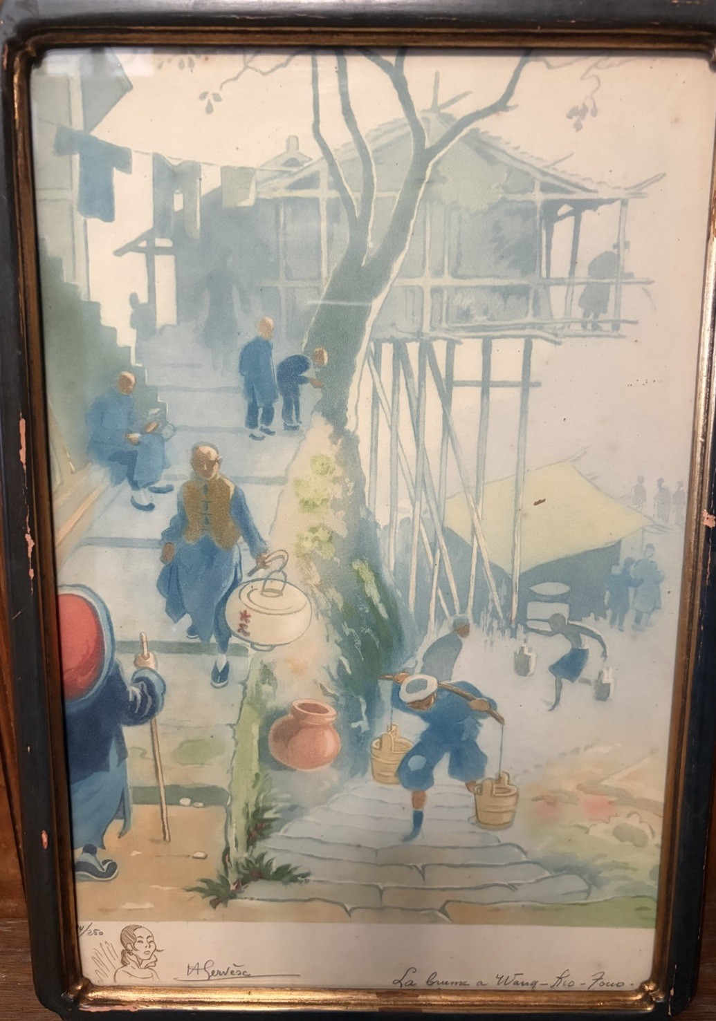 H.Gervèse Original Hand-Colored Etching \