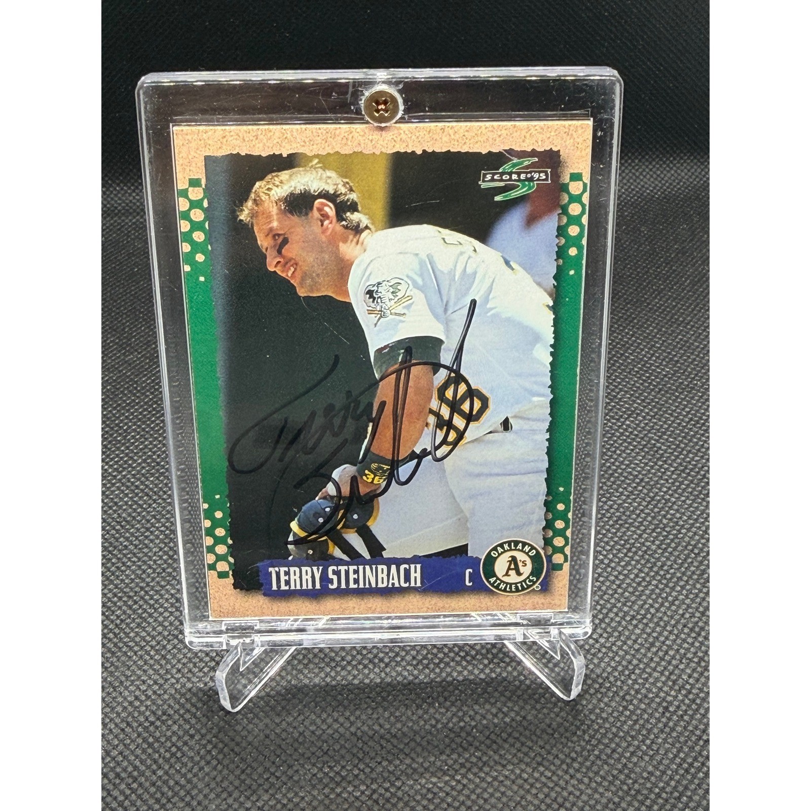1995 Score Terry Steinbach Oakland Athletics Signed Autograph Card 104 Pinnacle