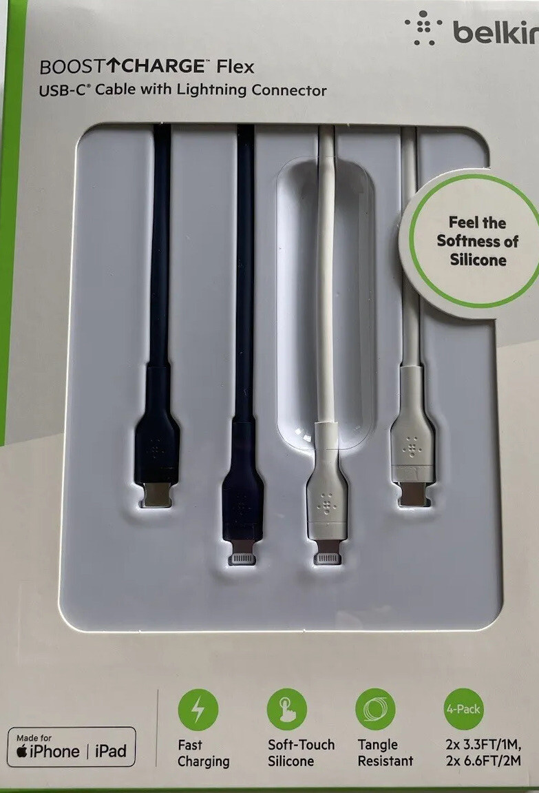 Belkin boost Up CHARGE Flex USB-C Cable with Lightning Connector Cable Kit 4Pack