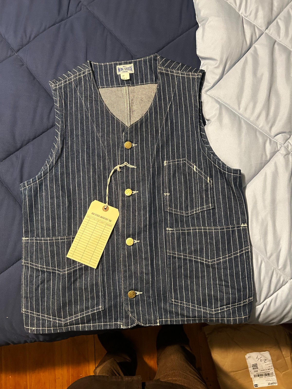 Non Stock Vintage 1930s Wabash Stripe Work Vest Railroad Workwear Jean Waistcoat