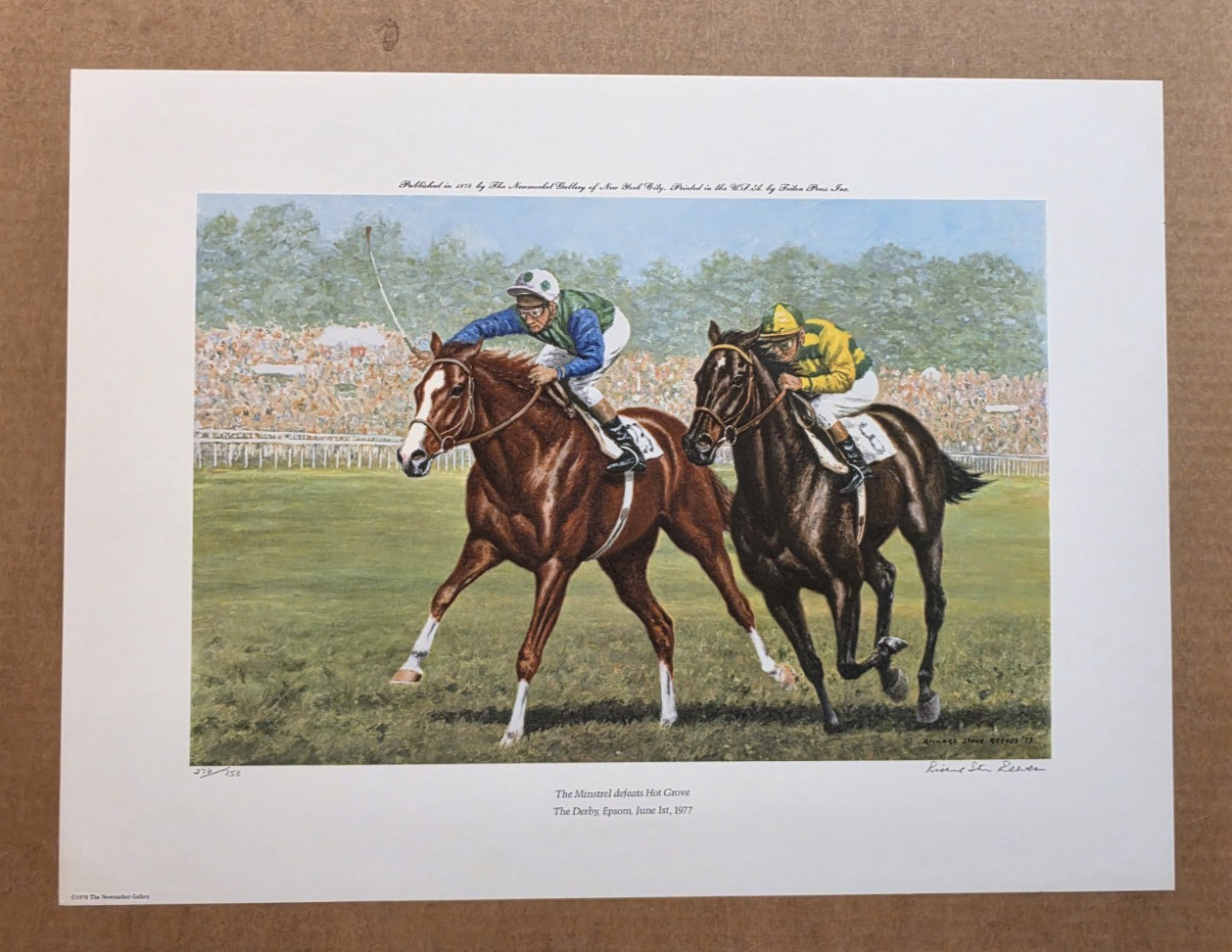 Richard Stone Reeves Print, The Minstrel Wins 1977 Epsom Derby, 276/750
