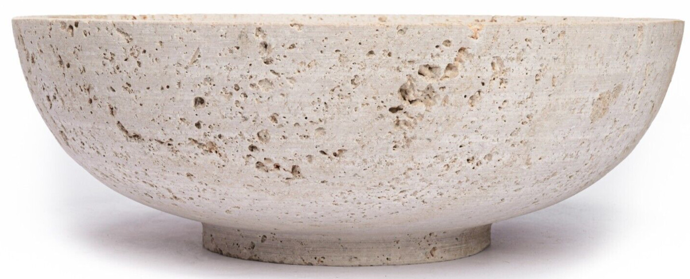 Vintage Handmade Marble Bowl Cream Travertine, Matt Finish, D: 9\ Vintage Handmade Marble Bowl Cream Travertine, Matt Finish, D: 9\