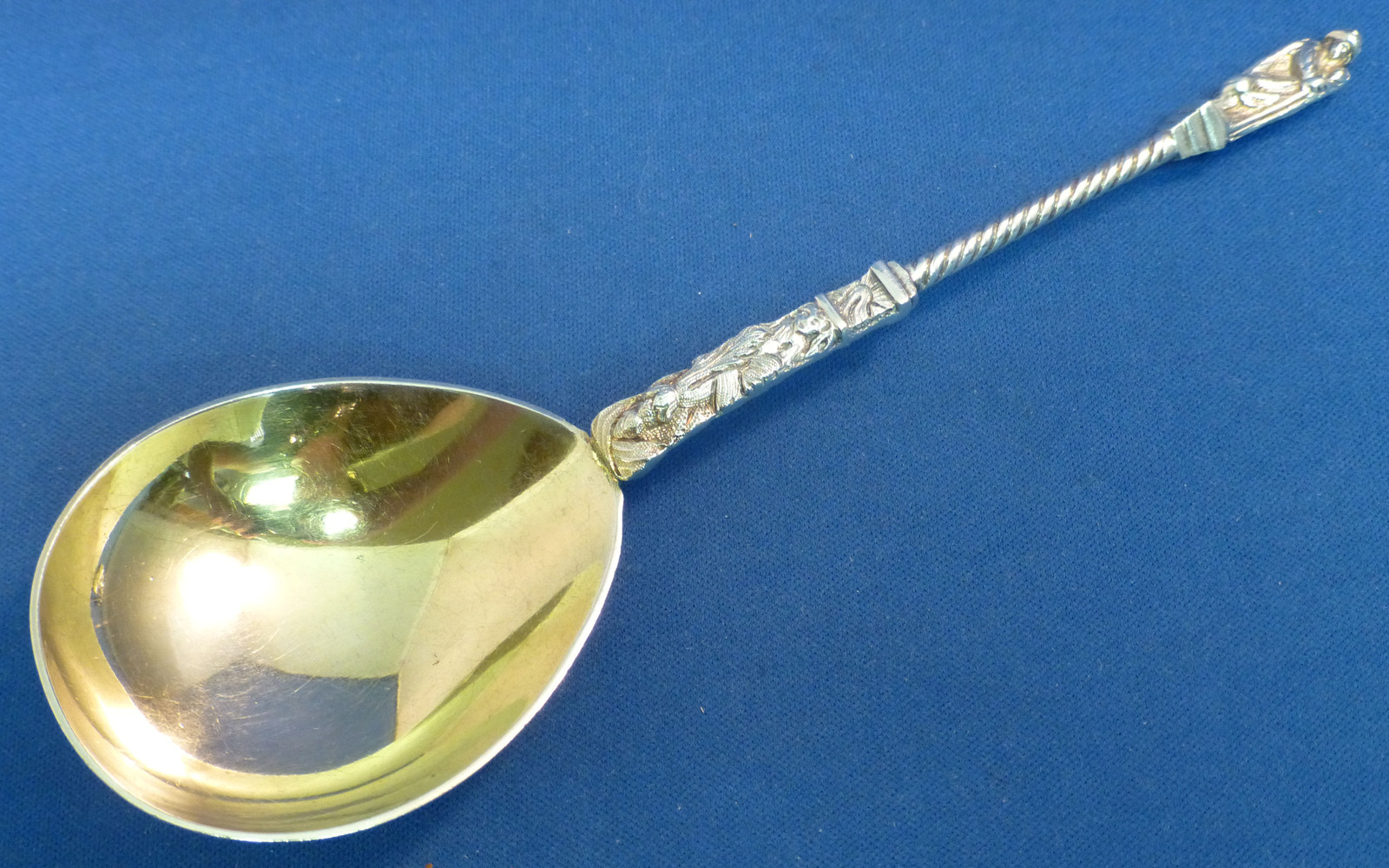 VICTORIAN ENGLISH STERLING FIGURAL SERVING SPOON 1881-82
