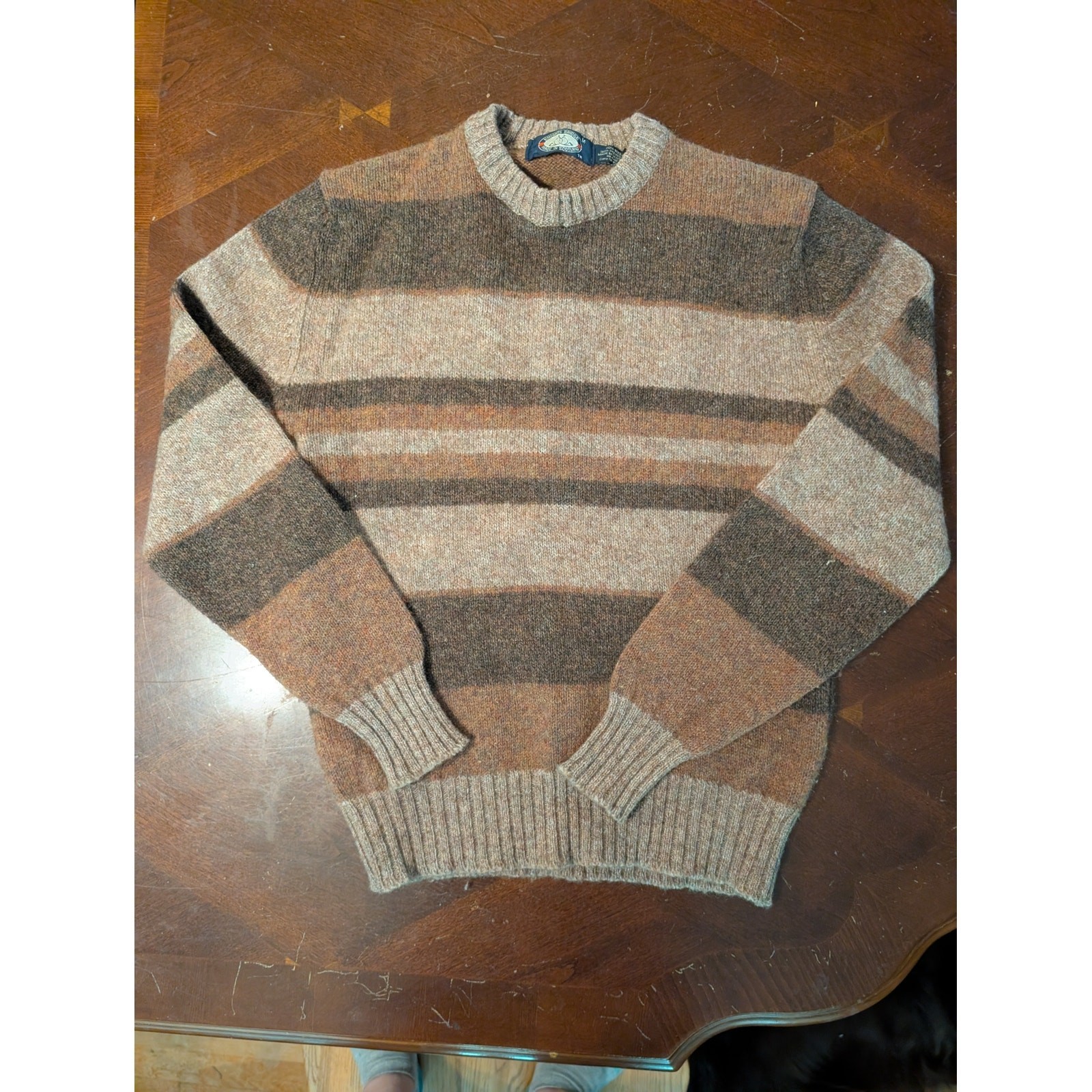 Vintage Knights Bridge Wool Blend Sweater Medium Grandpa Brown Striped Scotland Vintage Knights Bridge Wool Blend Sweater Medium Grandpa Brown Striped Scotland