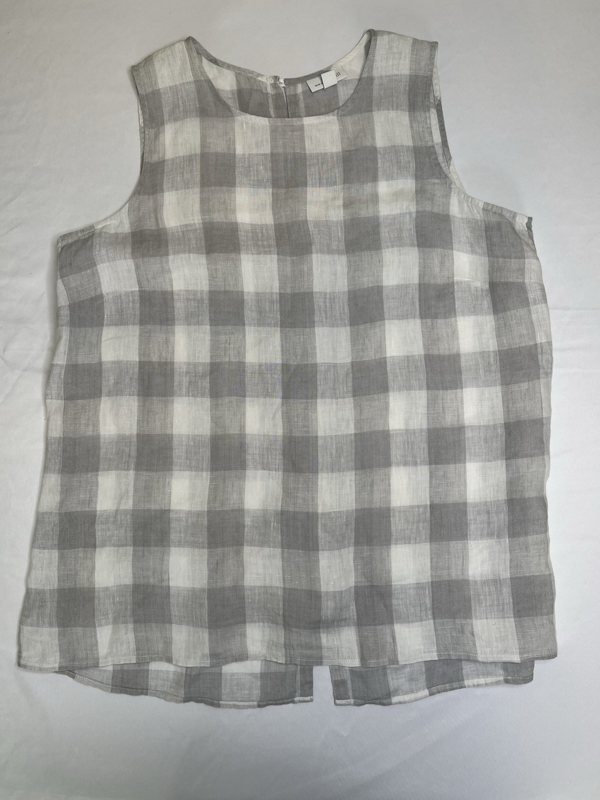 J. Jill Women’s Linen Gray And White Blouse Buttoned Back Size Medium J. Jill Women’s Linen Gray And White Blouse Buttoned Back Size Medium