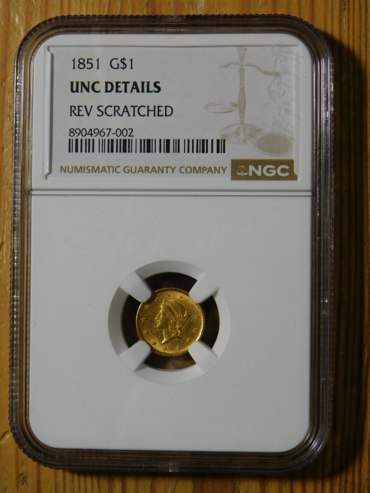 1851 $1 Gold Liberty Typy 1 *NGC UNC Details* 1851 $1 Gold Liberty Typy 1 *NGC UNC Details*