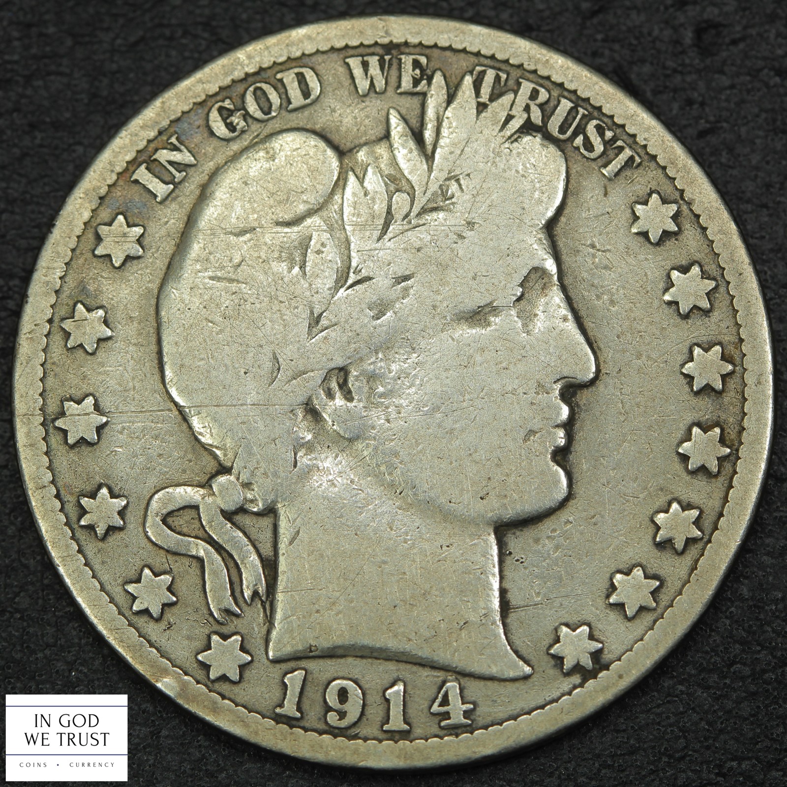 1914 S Barber Silver Half Dollar 50C - Cleaned 1914 S Barber Silver Half Dollar 50C - Cleaned