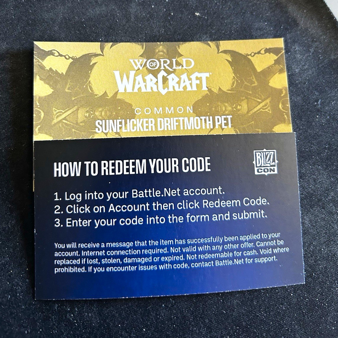 WoW Sunflicker Driftmoth Pet Redeem Code - Blizzcon 2026 Exclusive WoW Sunflicker Driftmoth Pet Redeem Code - Blizzcon 2026 Exclusive