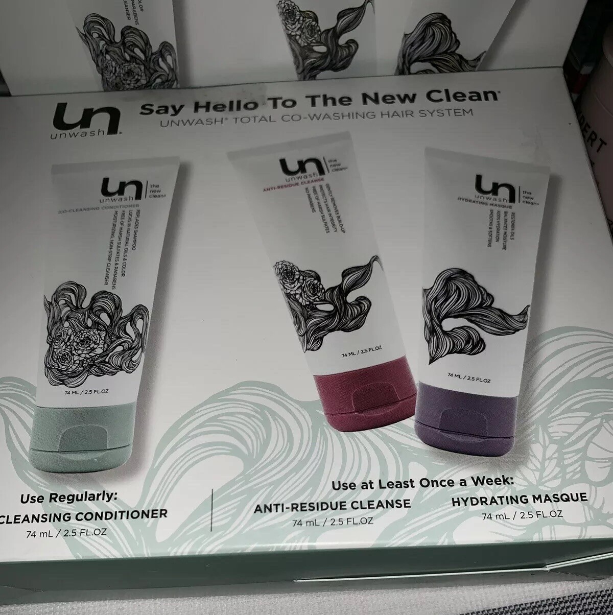 Say Hello To The New Clean UNwash Total Co-Washing Hair System 3-pack kit NIB