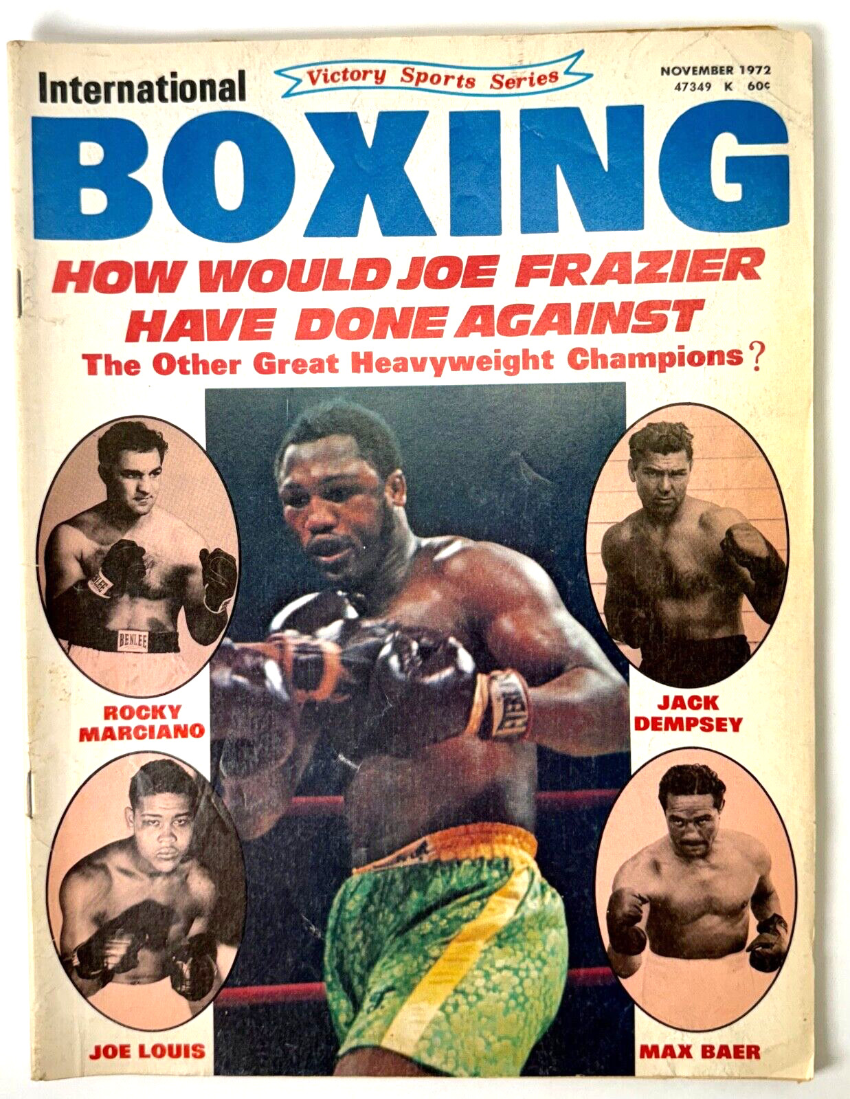 International Boxing, November 1972 Marciano, Dempsey, Louis, Baer - No label