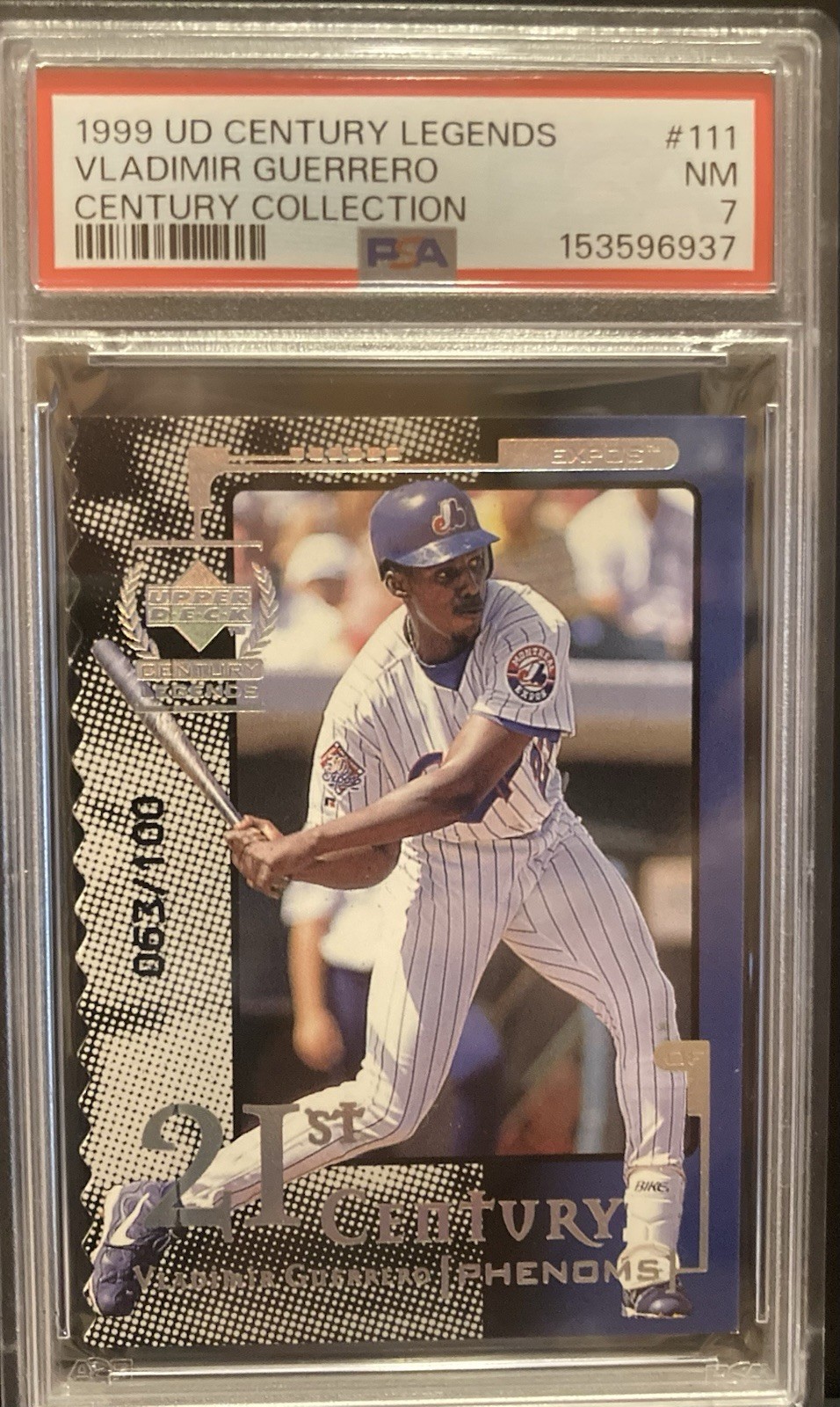1999 UD Century Legends Century Collection Vladimir Guerrero PSA 7 NM #063/100