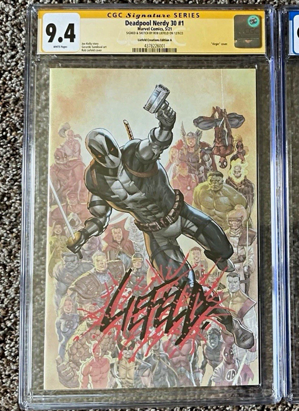Marvel Deadpool Nerdy 30 #1 CGC SS 9.4 Rob Liefeld Signed Virgin Variant Marvel Deadpool Nerdy 30 #1 CGC SS 9.4 Rob Liefeld Signed Virgin Variant