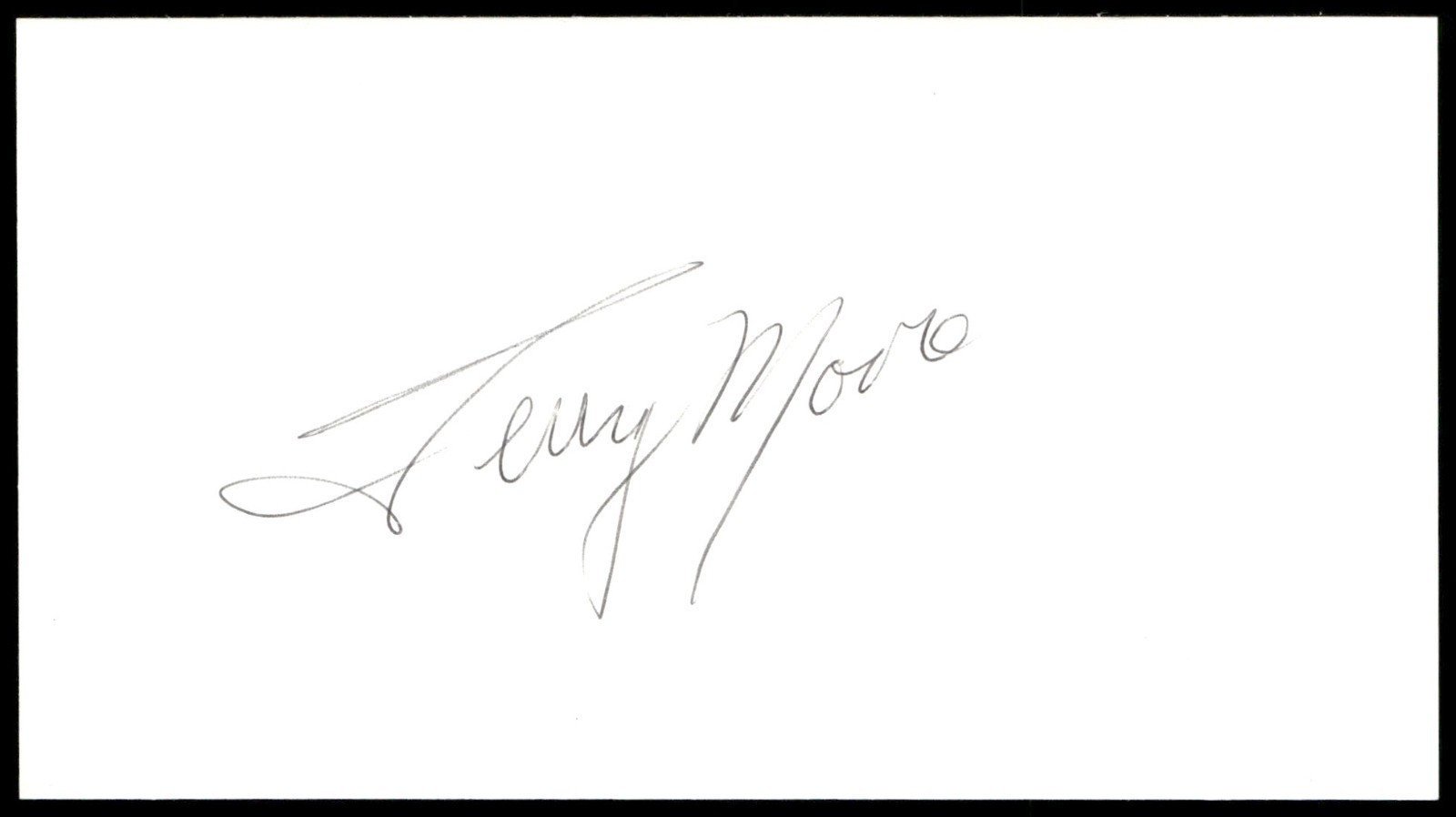 Actress Terry Moore Signed Index Card Auto -Rare Vintage Autograph Actress Terry Moore Signed Index Card Auto -Rare Vintage Autograph