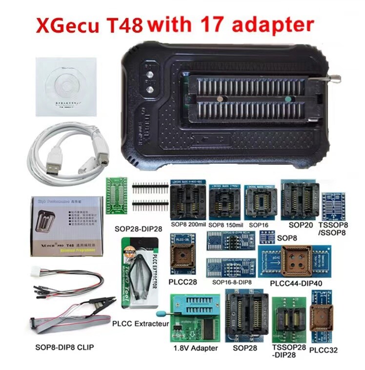 XGecu T48 with 17 Adapters USB Universal Programmer TL866CS TL866A Upgraded