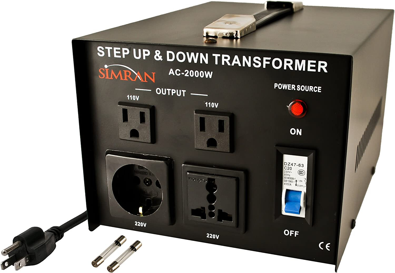 Simran 2000W Step-Up & Down Voltage Converter - Black (AC-2000W)