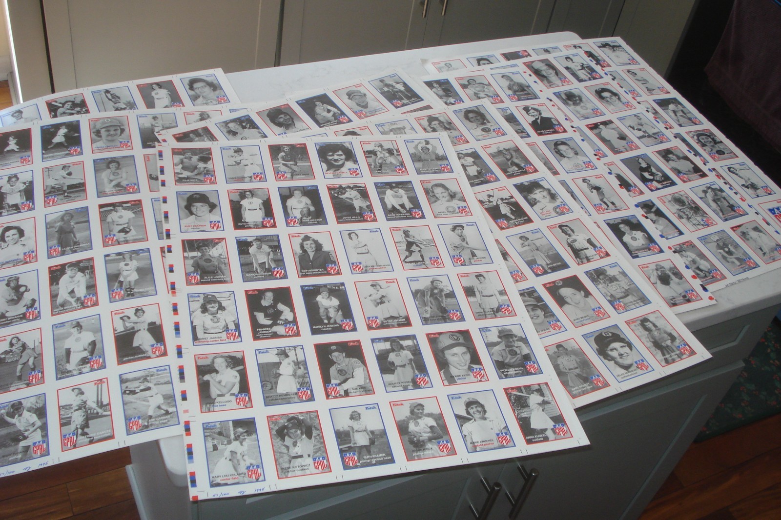 1995-96 LARRY FRITSCH SET OF AAGPBL WOMENS LADIES BASEBALL UNCUT SHEETS 340 CARD
