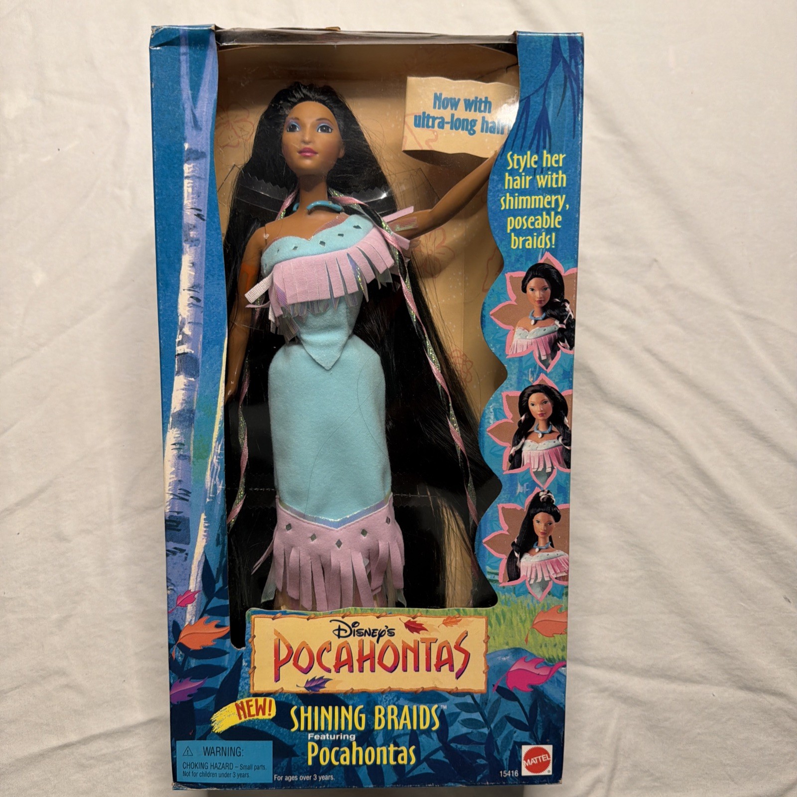 Disney\'s Pocahontas Shining Braids Doll Mattel 1995 NIB Vintage long hair - #395