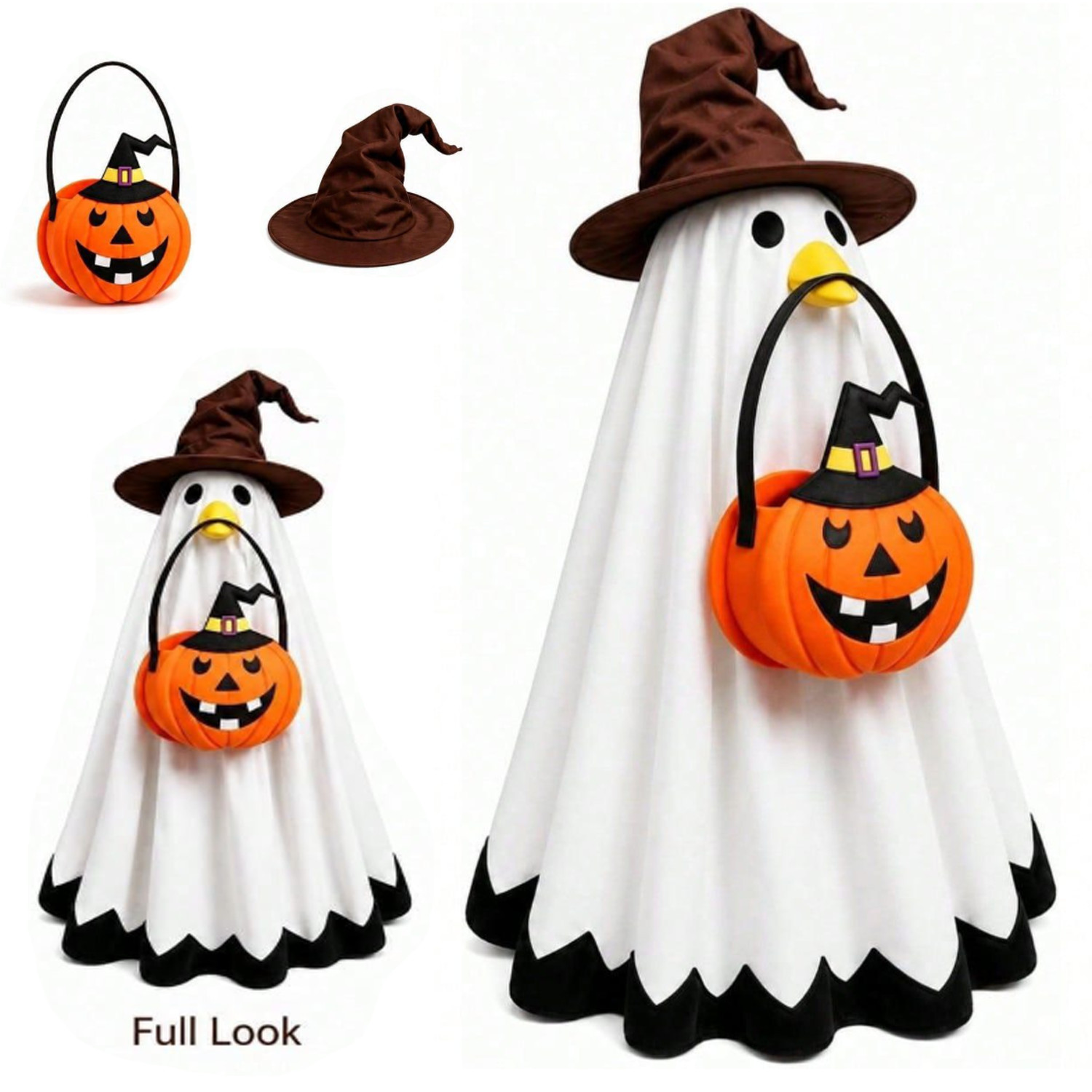 Halloween Goose Outfit Ghost Pumpkin Costume for 23 Inch Lawn Goose Porch Decor Halloween Goose Outfit Ghost Pumpkin Costume for 23 Inch Lawn Goose Porch Decor