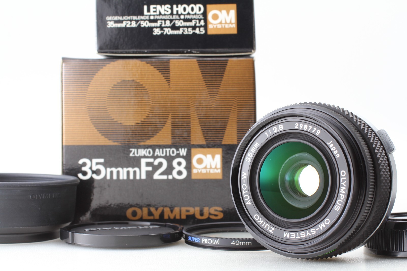 Rare [Unused in Box w/Hood] Olympus OM-System Zuiko Auto-W 35mm f/2.8 From JAPAN
