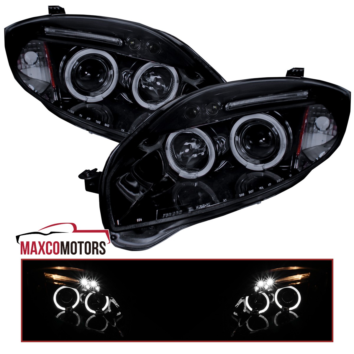Black Smoke Projector Headlights Fits 2006-2012 Mitsubishi Eclipse LED Halo L+R Black Smoke Projector Headlights Fits 2006-2012 Mitsubishi Eclipse LED Halo L+R