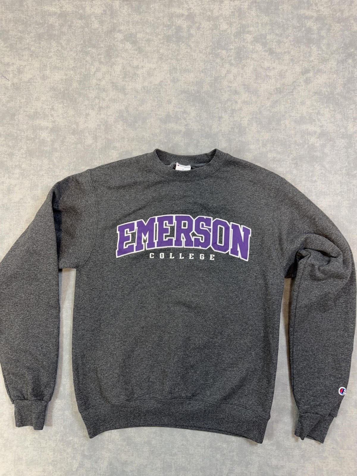 Emerson College Sweatshirt Mens Small Gray NCAA College Champion Crewneck