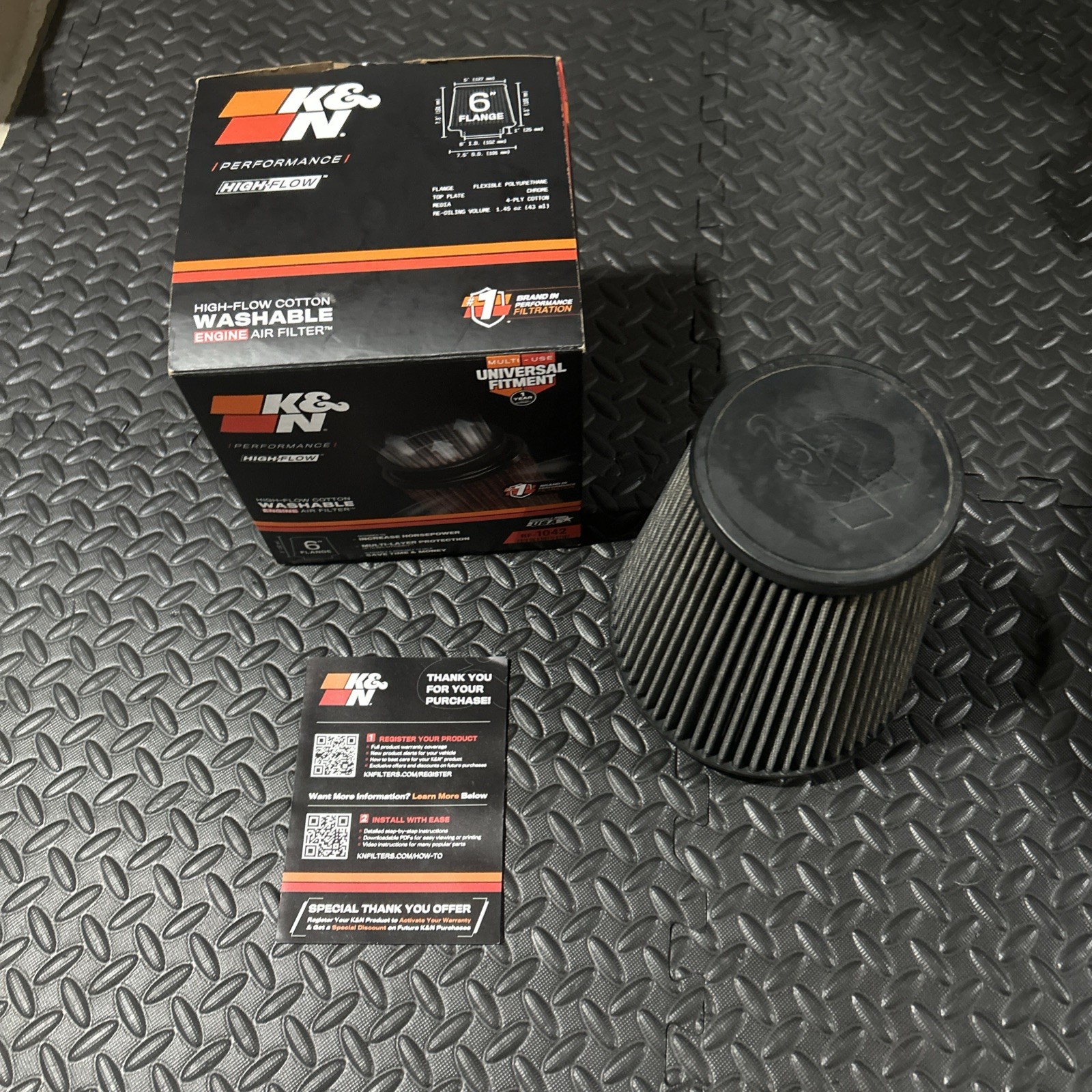 K&N High Flow Universal Lifetime Round Tapered Air Filter w/ 6