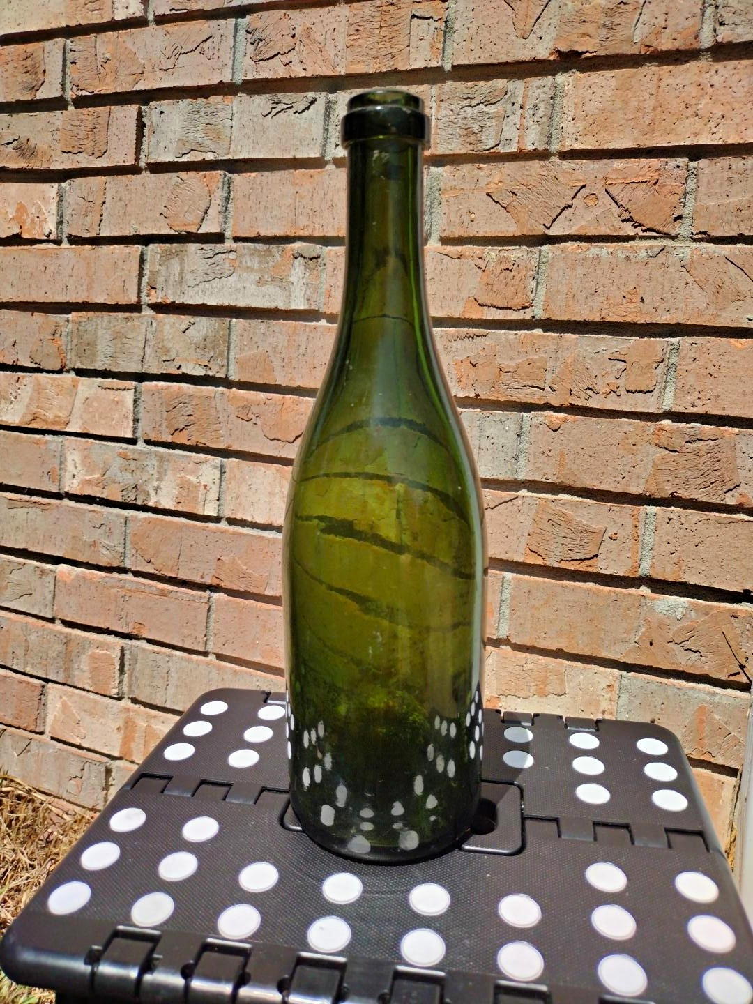Antique 1800s Hand Blown Olive Green Wine Bottle (Applied Lip Pontil 12.5\