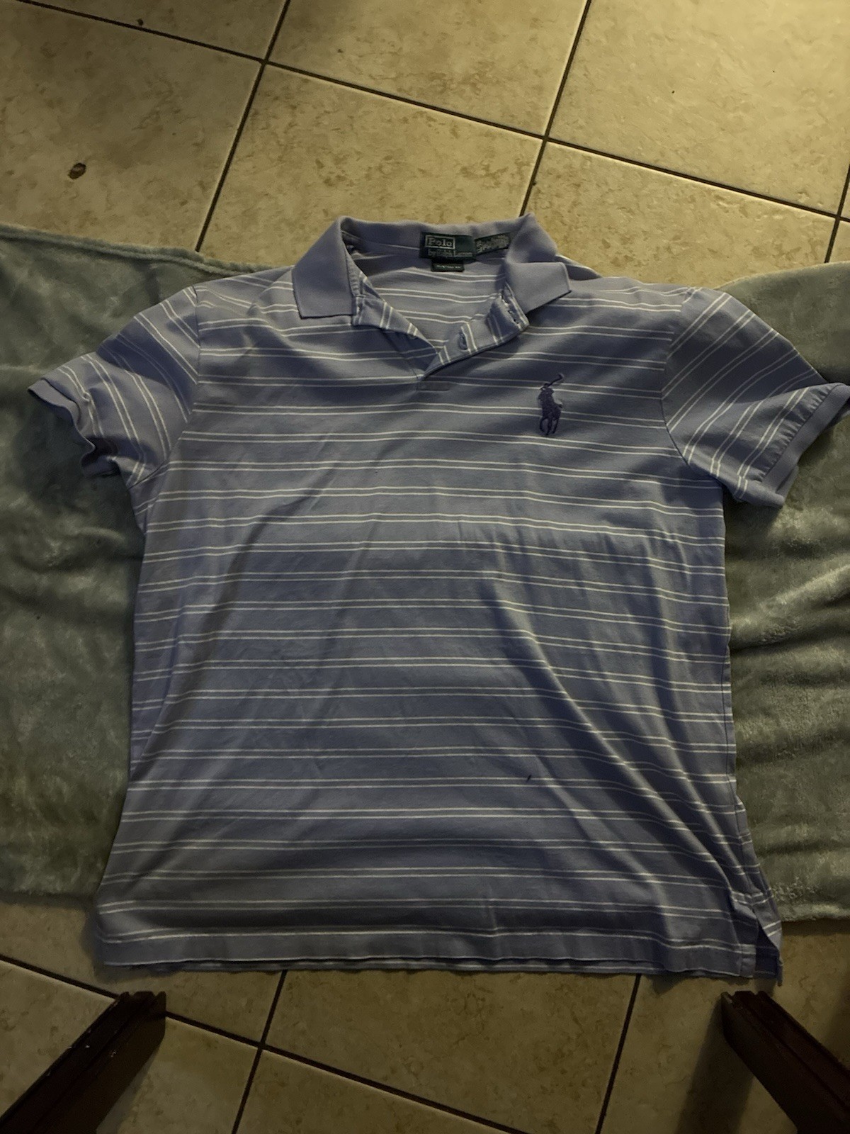 Polo Ralph Lauren Vintage 90s Big Pony Light Purple Collard Shirt Size XL