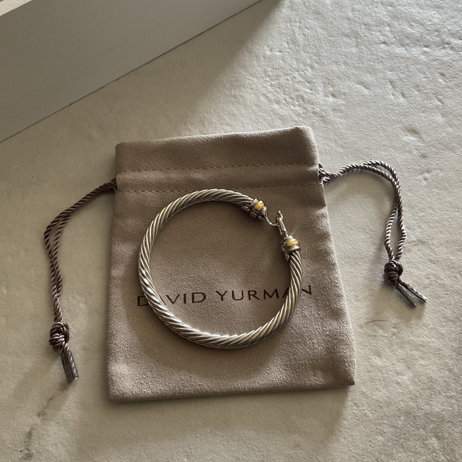 David Yurman DY Sterling Silver 925 18K Classic Cable Buckle 5MM Cuff Bracelet
