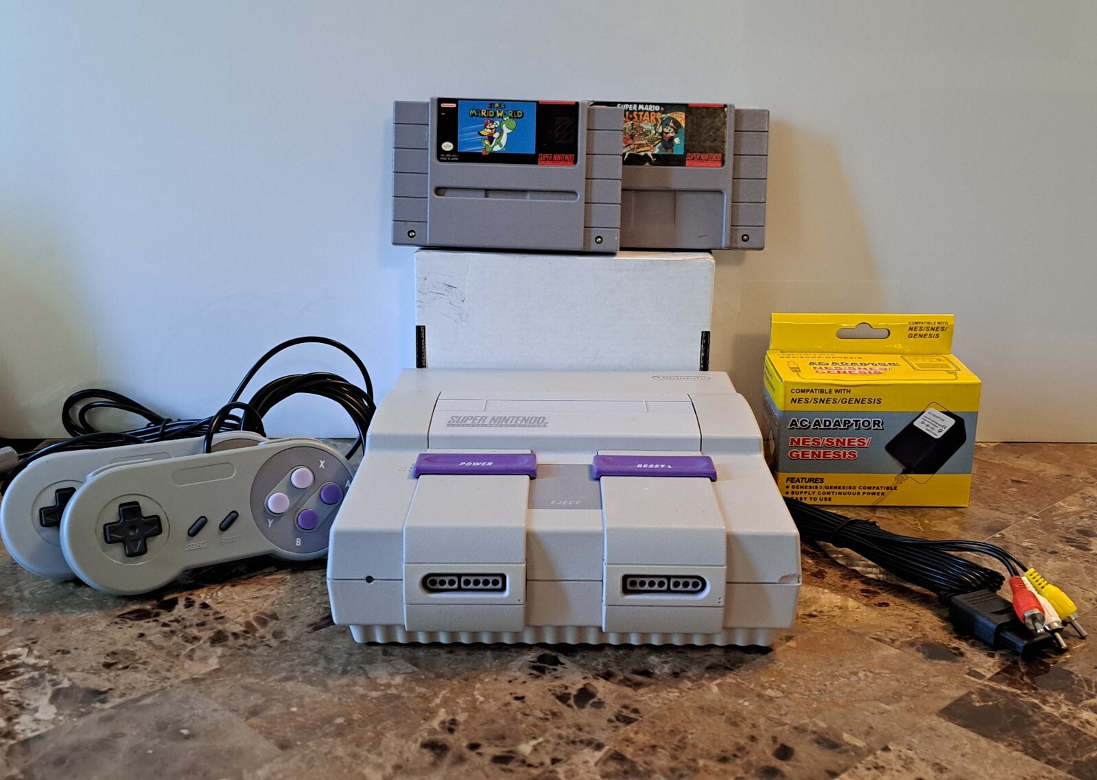 SNES Console + Super Mario World & All Stars Bundle - Super Nintendo Guaranteed SNES Console + Super Mario World & All Stars Bundle - Super Nintendo Guaranteed