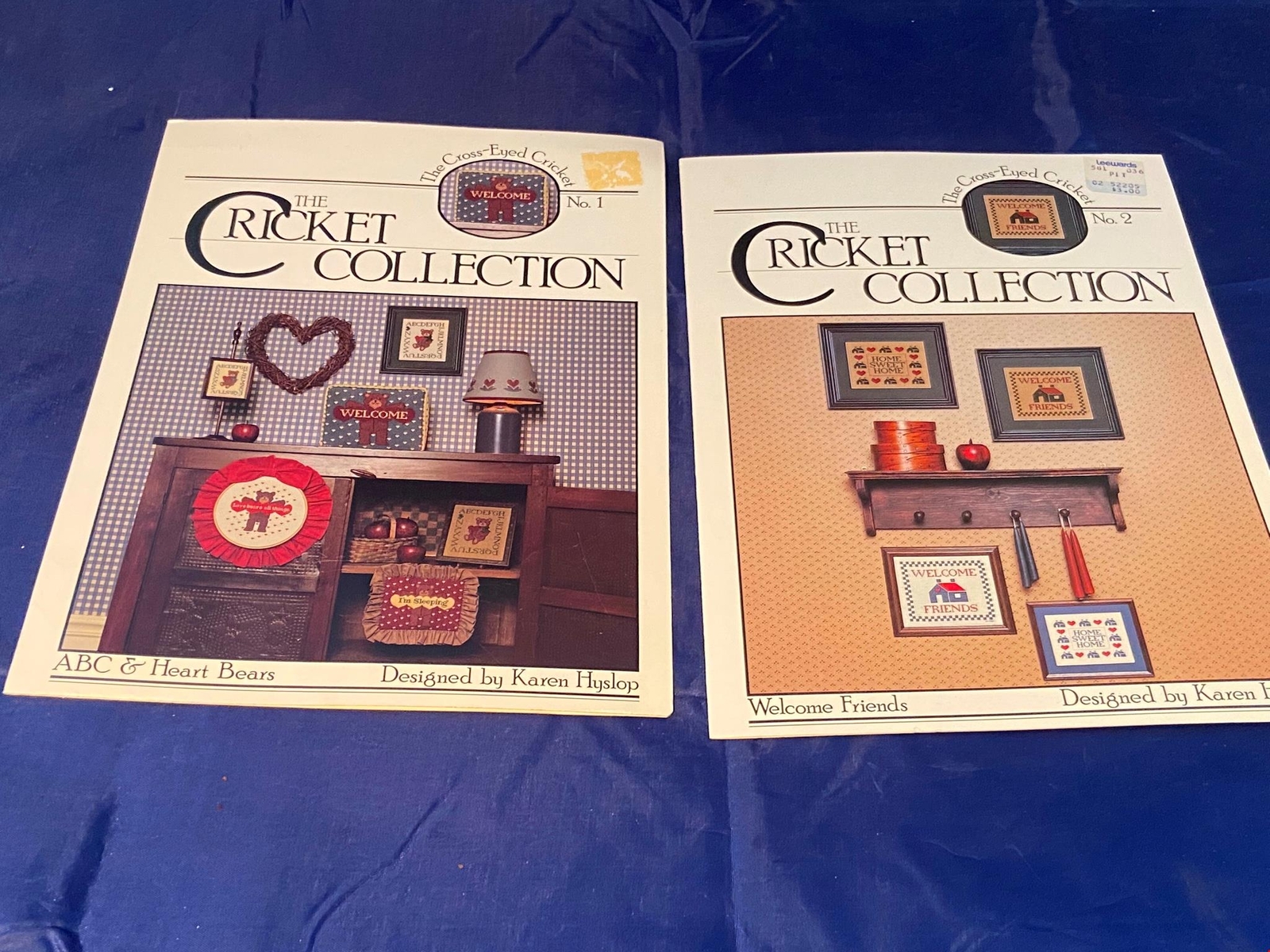 (2) Cricket Collection ABC Heart Bears Cross Stitch Book Leaflet Craft Pattern