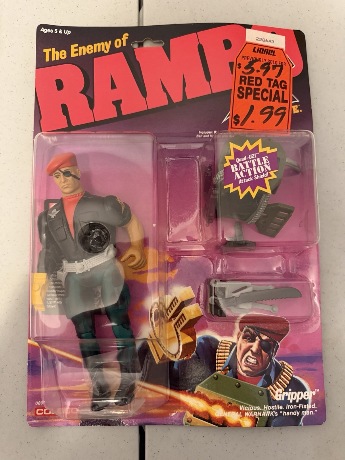 1986 Gripper MOC Vintage RAMBO Coleco Figure 1985 NEW