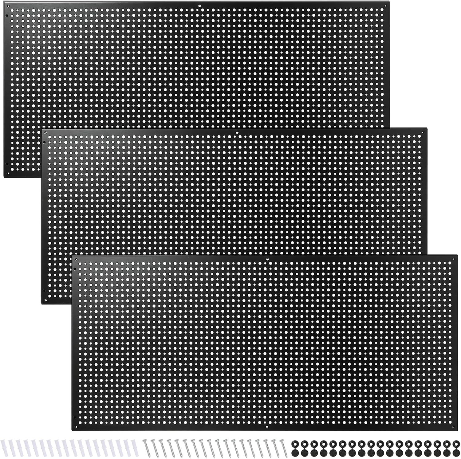Peg Board, 3 Pack 16-Inch X 36-Inch Heavy Duty Steel Pegboard,Heavy Duty Black P