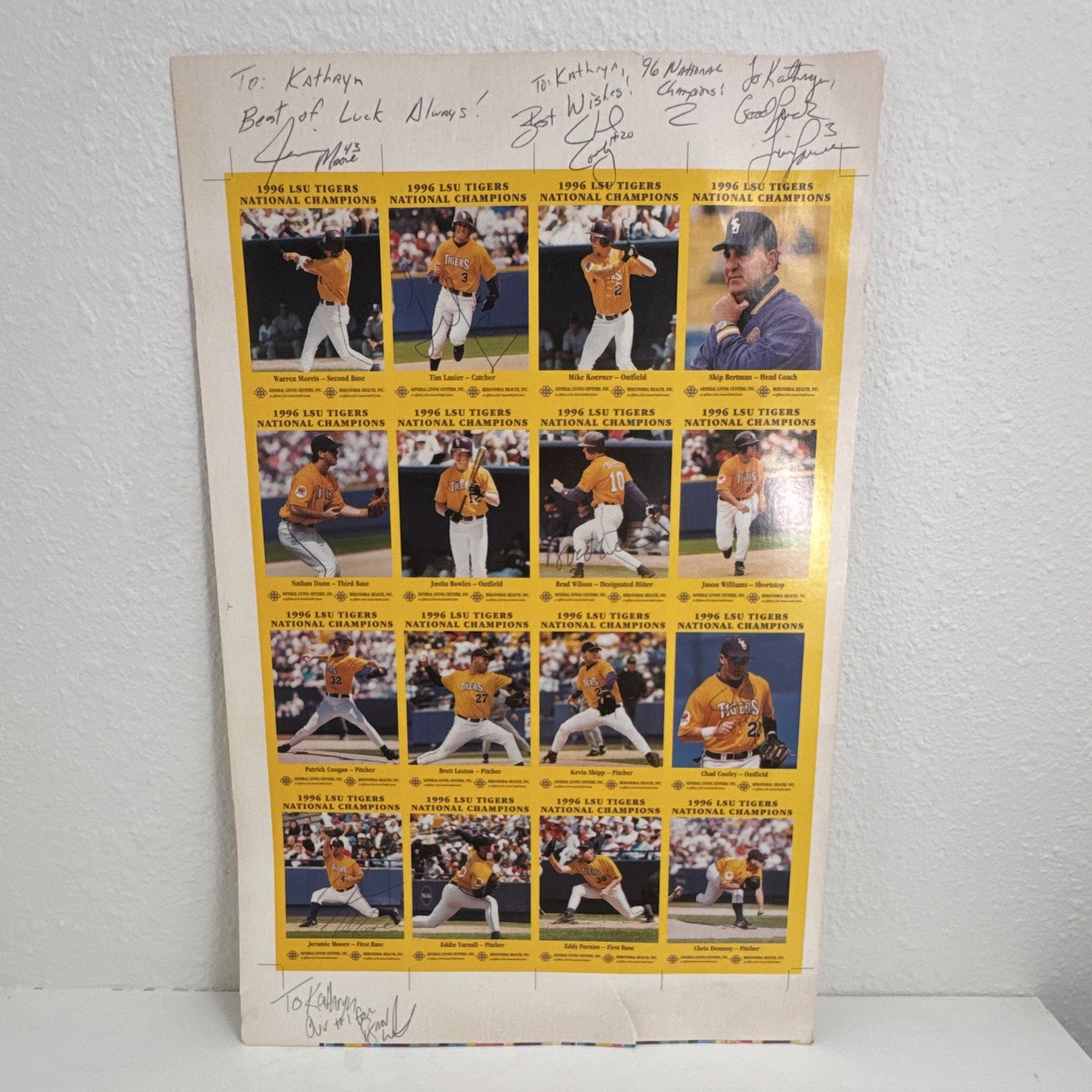 1996 LSU Tigers National Champions Baseball Team Multi-Signed Autograph She