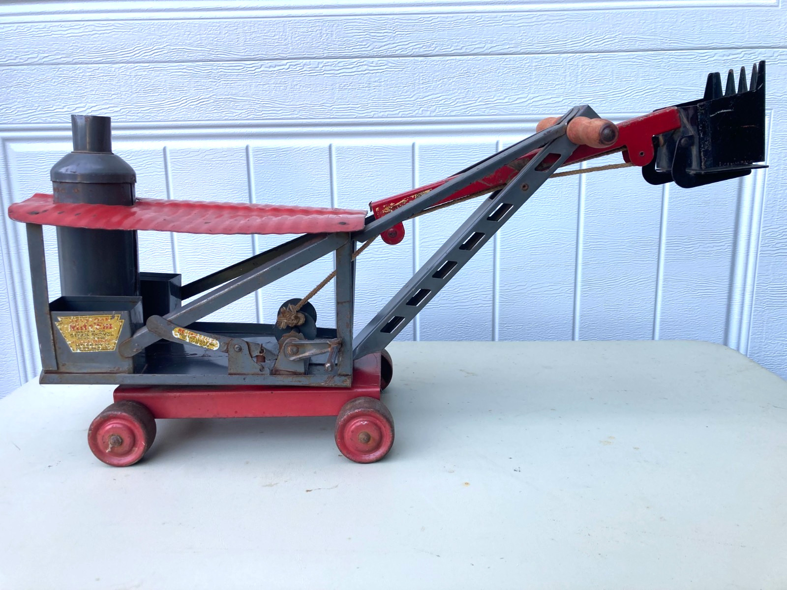 Antique Keystone Ride Em Ride On Steam Shovel - Pressed Steel - Great Condition Antique Keystone Ride Em Ride On Steam Shovel - Pressed Steel - Great Condition