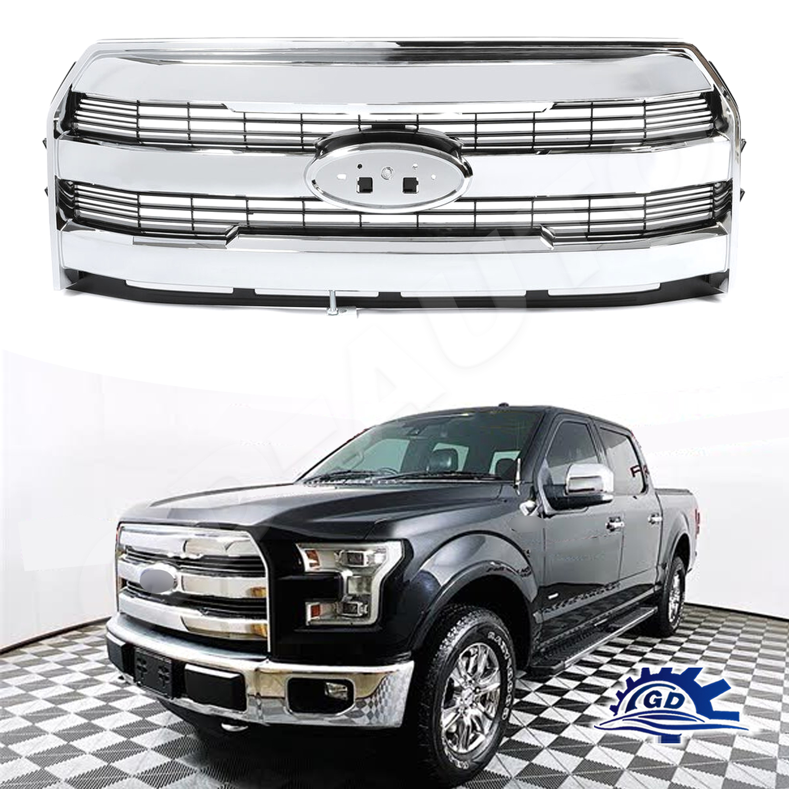 For 2015 2016 2017 Ford F150 F-150 Front Bumper Upper Grill W/O Camera Chrome For 2015 2016 2017 Ford F150 F-150 Front Bumper Upper Grill W/O Camera Chrome