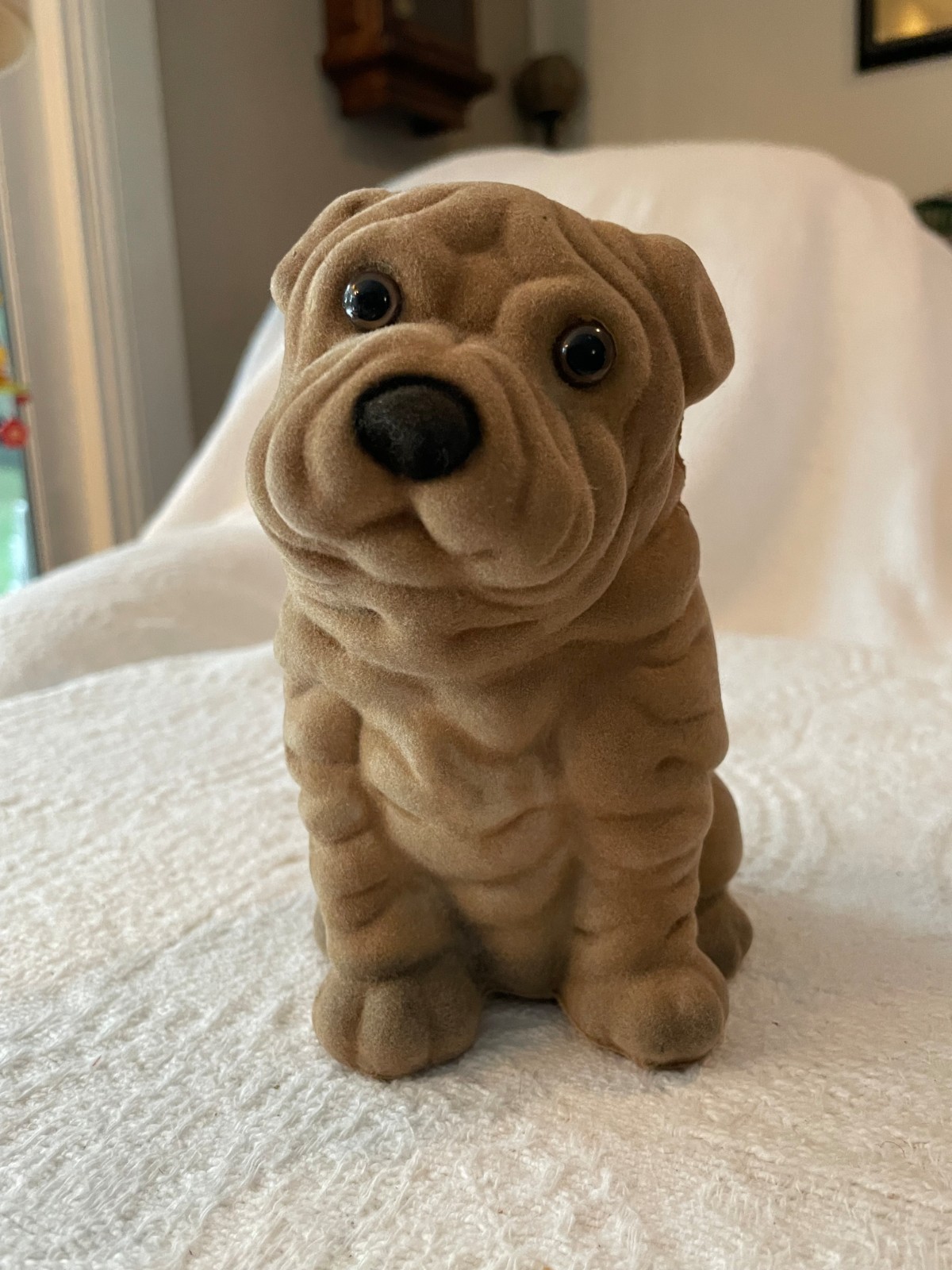 Vintage Flocked Shar Pei Dog coin piggy Bank fuzzy Blow Mold Vintage Flocked Shar Pei Dog coin piggy Bank fuzzy Blow Mold