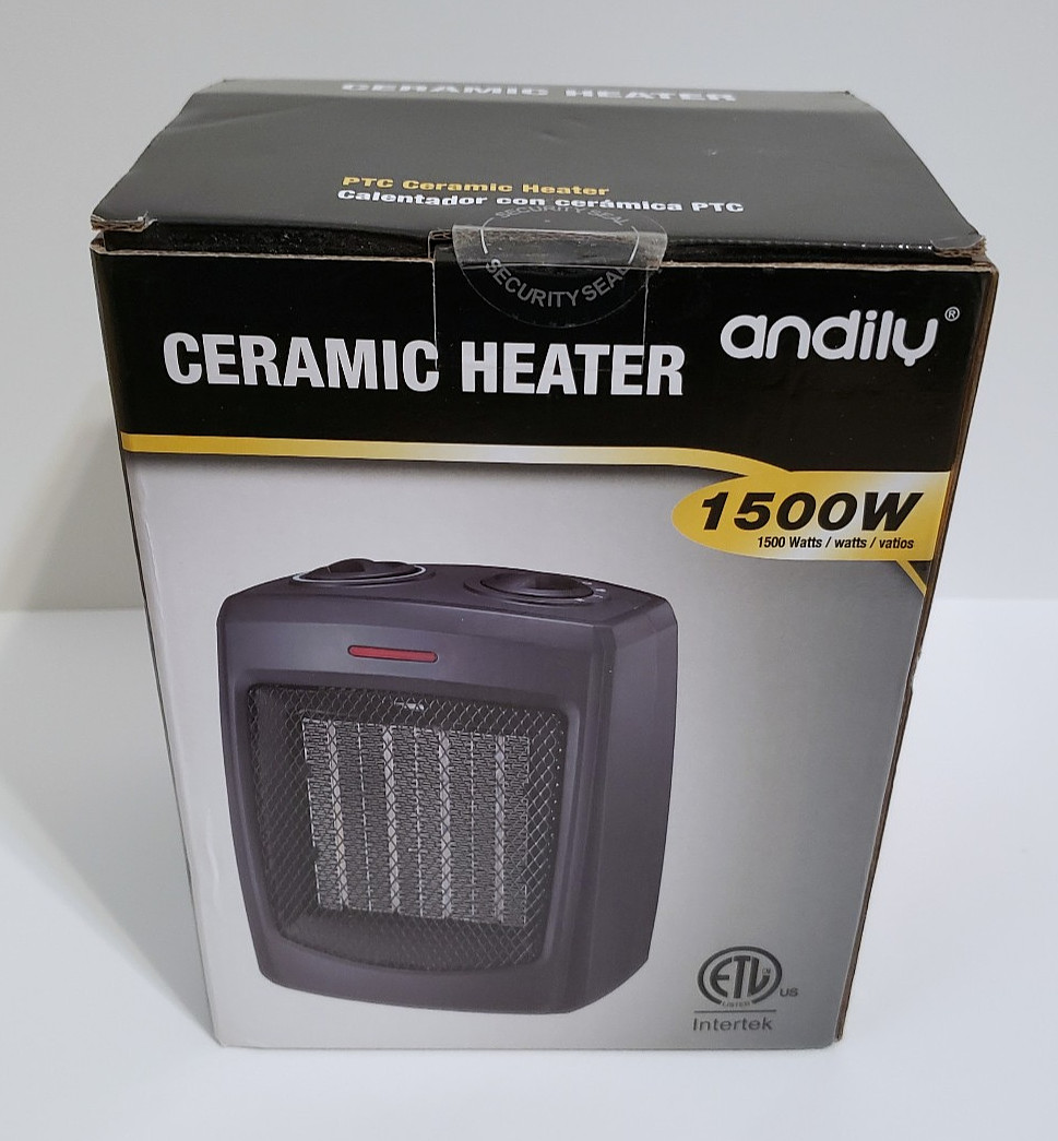 Andily FH105A 1500W PTC Ceramic Space Heater Adjustable Thermostat NIB
