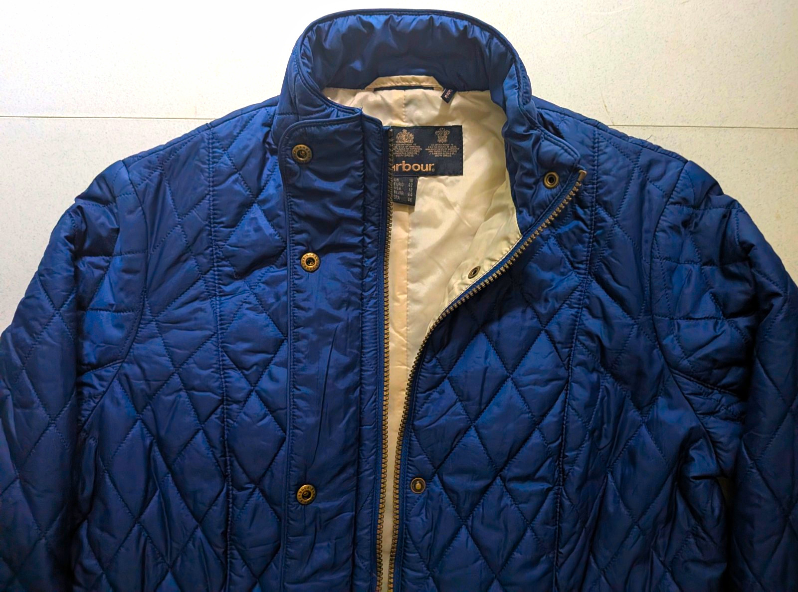 Barbour Flyweight Cavalry Quilted Lined Jacket Zip/Snap Blue Women\'s 8/10 Barbour Flyweight Cavalry Quilted Lined Jacket Zip/Snap Blue Women\'s 8/10