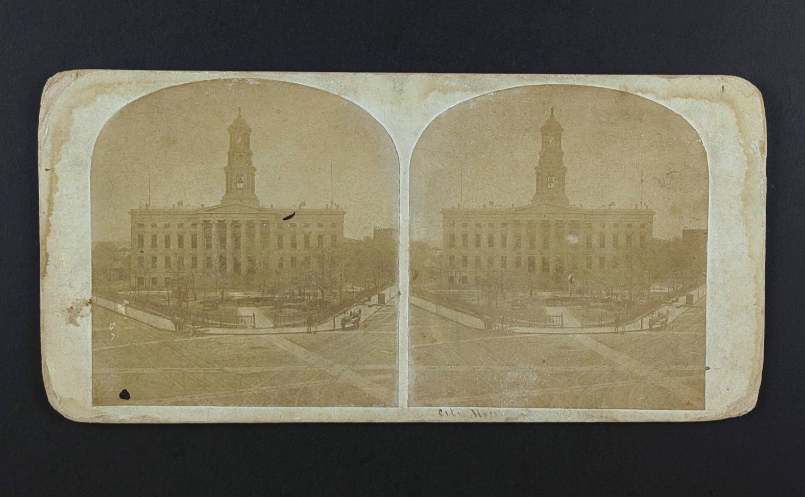 Early Stereoview Photo Of Brooklyn City Hall New York City Circa 1860