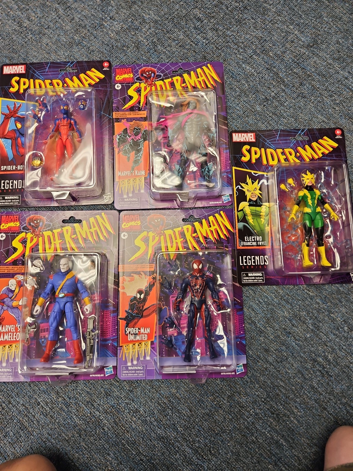 Marvel Legends Lot Retro Chameleon Unlimited Kaine Electro Spider Boy Marvel Legends Lot Retro Chameleon Unlimited Kaine Electro Spider Boy