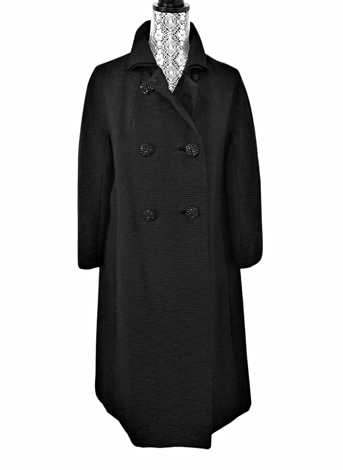 Vintage 1950s Strollwood Original Women’s Black Double Breasted Coat Size M Vintage 1950s Strollwood Original Women’s Black Double Breasted Coat Size M