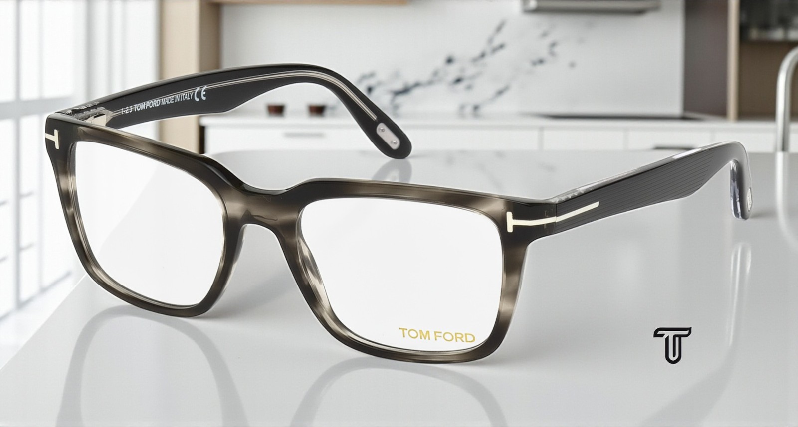 Tom Ford FT5304 093 Shiny Light Green Clear Lens Plastic 54 mm Men\'s Eyeglasses